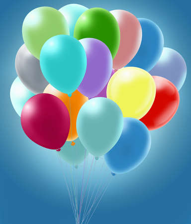 image of multicolored balloon in the sky close-upの写真素材