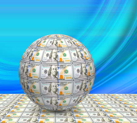 image of the globe made of banknotes close upの写真素材