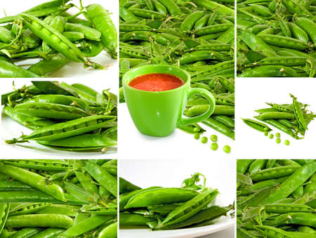 Isolated image of tomato juice and peas close upの写真素材