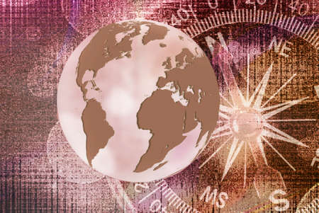 abstract image of compass and planet closeupの写真素材