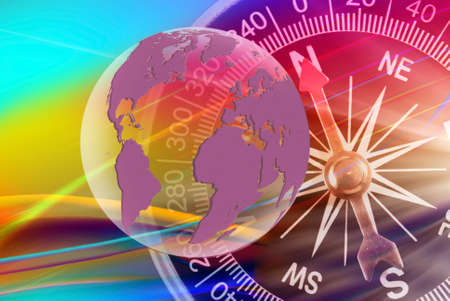 abstract image of compass and planet closeup