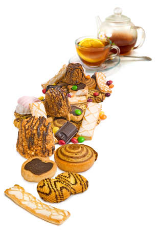 image of cup of tea and cookies close upの写真素材