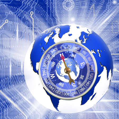 abstract image of compass and planet closeupの写真素材