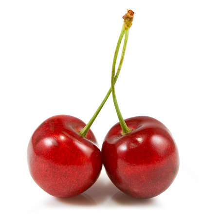 Isolated image of cherries on white background close-upの写真素材