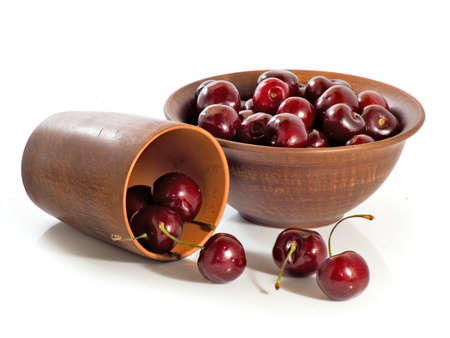 isolated image of cherry in a bow on a white background close upの写真素材