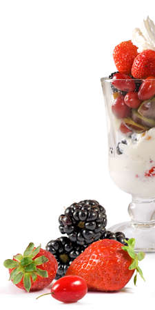 Image of ice cream and fruit close upの写真素材
