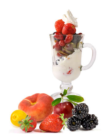 Image of ice cream and fruit closeupの写真素材