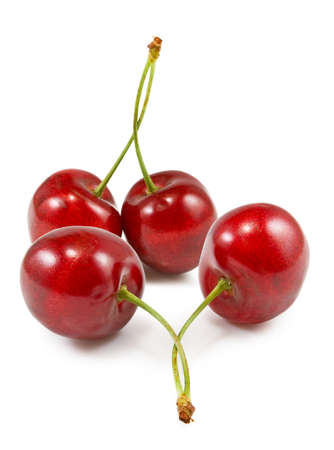 Isolated image of cherries on white background close upの写真素材