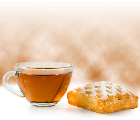 Isolated image of buns and tea close upの写真素材