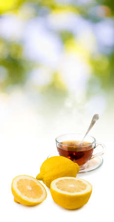 image of tea and lemon closeupの写真素材