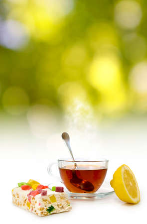 image of tea and cookies close upの写真素材