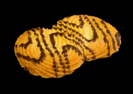 image of single cookie on black background closeupの写真素材