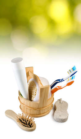 Isolated image of bath accessories close-up