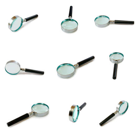 image of magnifying glass on white background close upの写真素材