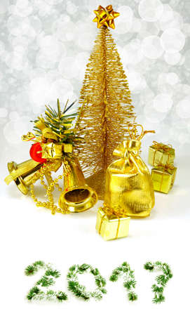 image of many Christmas decorations close upの写真素材