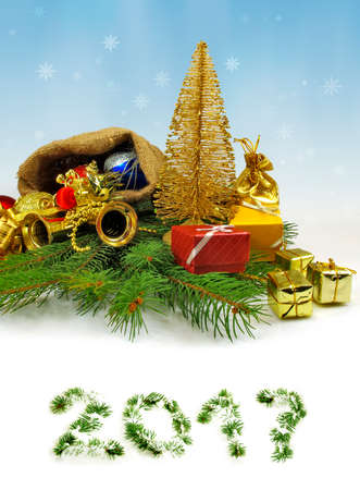 image of many Christmas decorations close-upの写真素材