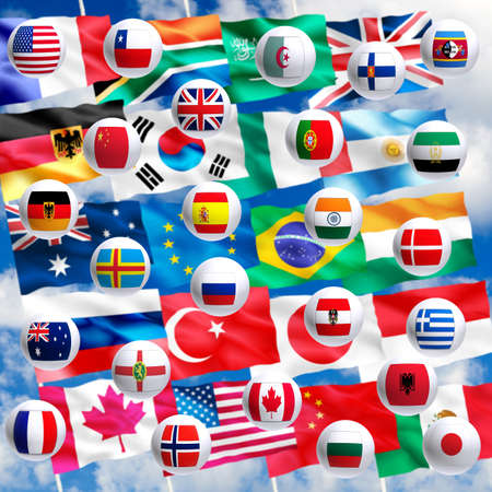 Image of flags of countries close up