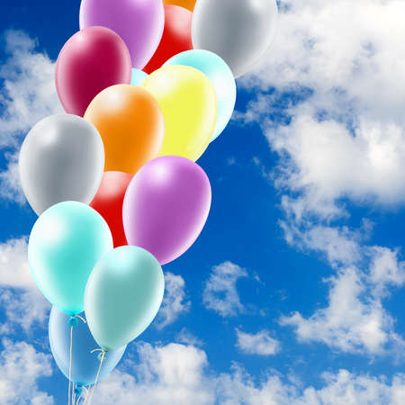 image of balloons in the sky close upの写真素材