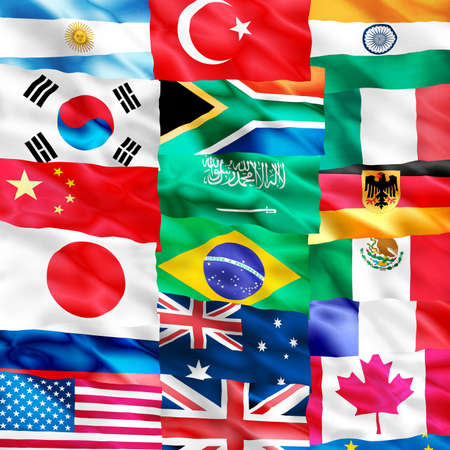 Image of flags of countries closeupの写真素材