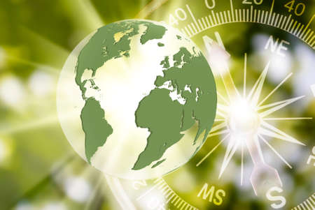 abstract image of compass and planet close upの写真素材