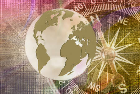 abstract image of compass and planet close upの写真素材