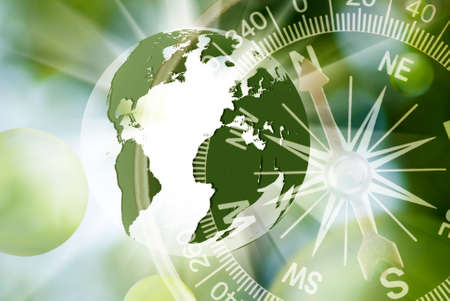 abstract image of compass and planet close upの写真素材