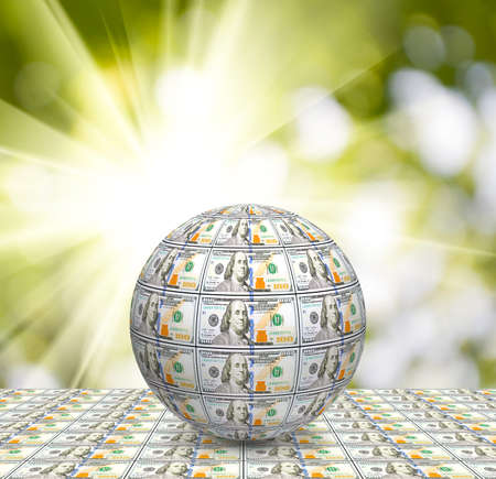 stylized sphere from banknotes closeupの写真素材