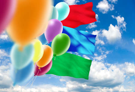 image of of balloons in the sky close-upの写真素材