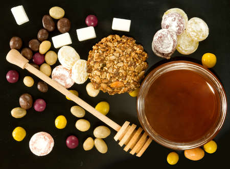 image of honey and candy closeupの写真素材