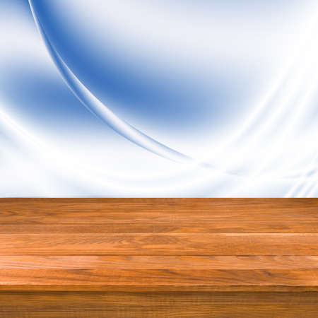 Image of wooden board on a blue background closeupの写真素材