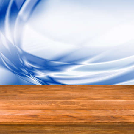 Image of wooden board on a blue background closeupの写真素材