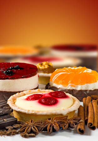 different delicious cakes close upの写真素材