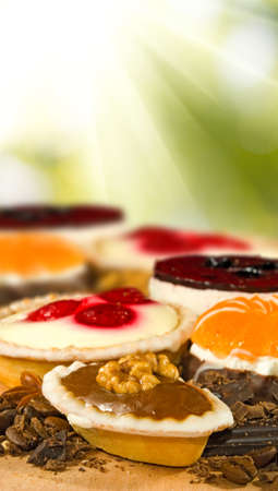 different delicious cakes close upの写真素材