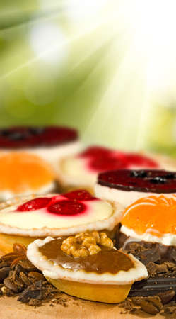 different delicious cakes close upの写真素材
