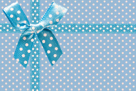 image of blue fabric with bow closeupの写真素材