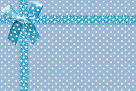 image of blue fabric with bow closeupの写真素材