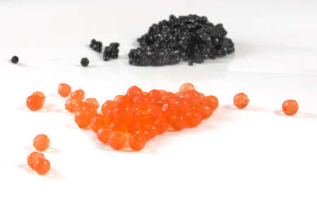 image of black and red caviar closeupの写真素材
