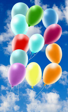 Illustrations. Colorful balls. Alphabet. The letter B against the sky closeupの写真素材