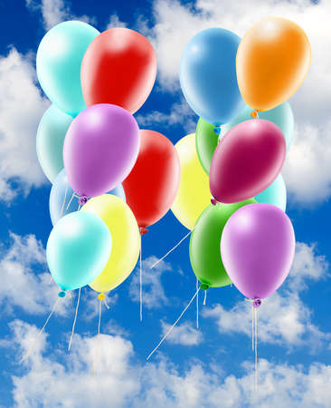 Illustrations. Colorful balls. Alphabet. The letter H against the sky close-upの写真素材