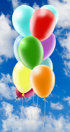 Illustrations. Colorful balls. Alphabet. The letter I against the sky closeupの写真素材