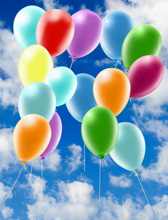 Illustrations. Colorful balls. Alphabet. The letter R against the sky closeupの写真素材