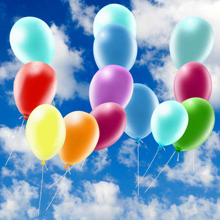 Illustrations. Colorful balls. Alphabet. The letter W against the sky closeupの写真素材