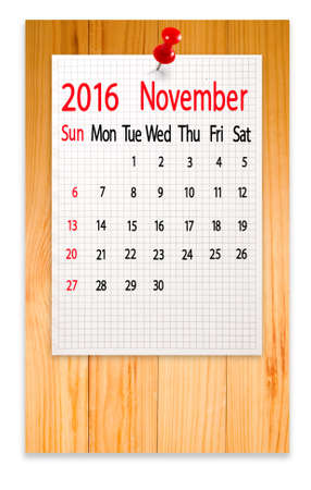 calendar for novembe rmonth on the notebook sheet close-upの写真素材