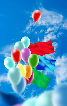 image of of balloons in the sky closeupの写真素材