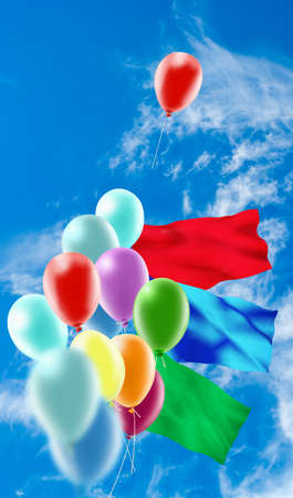 image of of balloons in the sky closeupの写真素材