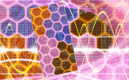 Image of smartphones on techno background closeupの写真素材