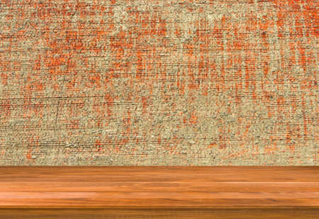 Image of wooden plank and brick wall close upの写真素材
