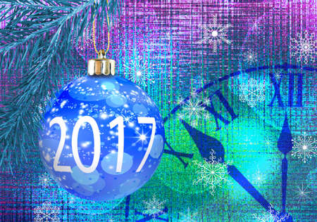 Image of Christmas tree and clock closeup.