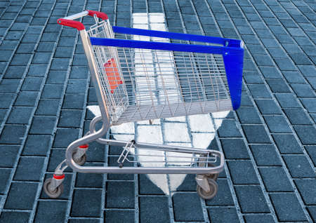 Image of grocery cart on the street.
Food cart close-up. 
Food cart  from the supermarketの写真素材