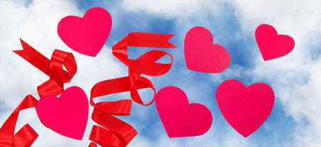 image decorative hearts on sky background